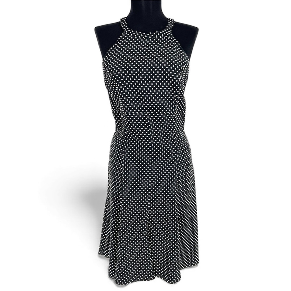 Michael Kors Collection Made in Italy Black White Polka Dot Halter Mini Dress